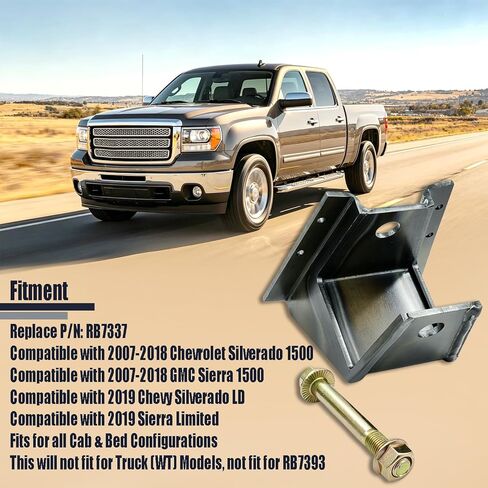 حامل شماعة زنبركية خلفية للأمام متوافق مع Chevy Silverado 1500 وGMC Sierra 1500 2007-2018، لـ Chevy Silverado LD وSierra Limited 2019، لجميع تكوينات الكابينة والسرير RB7337 in Kuwait