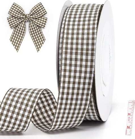Gingham Ribbon1-Inch Checkered Ribbon Wide Taffeta Plaid Ribbon 25 Yard Roll Assorted Spring Easter Plaid Ribbon for Crafts Gift Wrapping (Blue) in Saudi Arabia