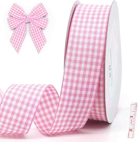 Gingham Ribbon1-Inch Checkered Ribbon Wide Taffeta Plaid Ribbon 25 Yard Roll Assorted Spring Easter Plaid Ribbon for Crafts Gift Wrapping (Blue) in Saudi Arabia