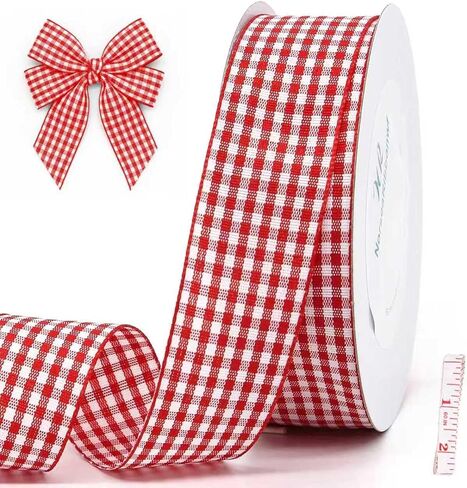 Gingham Ribbon1-Inch Checkered Ribbon Wide Taffeta Plaid Ribbon 25 Yard Roll Assorted Spring Easter Plaid Ribbon for Crafts Gift Wrapping (Blue) in Saudi Arabia