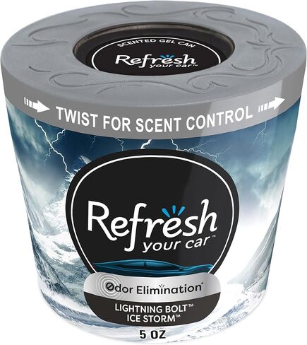 Refresh Your Car! Car Air Freshener, Odor Eliminator, Dual Scent Gel Can, Lightning Bolt/Ice Storm Scent, 5 Oz in Saudi Arabia