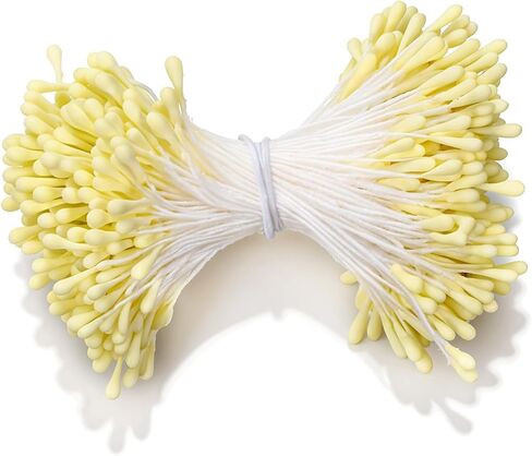 800 Pcs 2mm Flower Stamens Double Heads Handmade Stamen Yellow Pearl Crafts Stamen Artificial Floral Pistil for Flower Making Crafts Wedding Bouquet Scrapbook Card Decoration Party Home in Kuwait