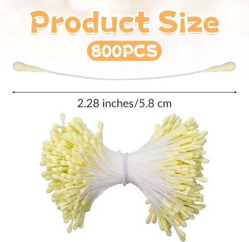 800 Pcs 2mm Flower Stamens Double Heads Handmade Stamen Yellow Pearl Crafts Stamen Artificial Floral Pistil for Flower Making Crafts Wedding Bouquet Scrapbook Card Decoration Party Home in Kuwait