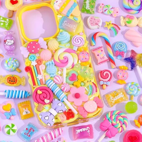 سحر الحلوى وهمية 60 جهاز كمبيوتر شخصي لطيف سحر الراتنج مسطح للوحل، عشوائية kawaii ديكودن سحر للزينة سحر الوحل للحرف الهاتف غير المرغوب فيه حالة سحر السائبة قوس قزح مصاصة، سكرابوكينغ ديكور DIY in Kuwait