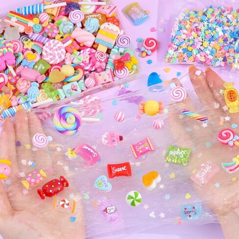 سحر الحلوى وهمية 60 جهاز كمبيوتر شخصي لطيف سحر الراتنج مسطح للوحل، عشوائية kawaii ديكودن سحر للزينة سحر الوحل للحرف الهاتف غير المرغوب فيه حالة سحر السائبة قوس قزح مصاصة، سكرابوكينغ ديكور DIY in Kuwait
