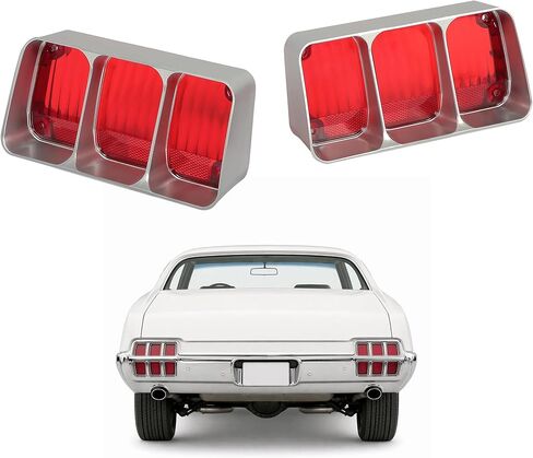 KUAFU ضوء الذيل السفلي متوافق مع 1972 Oldsmobile Cutlass Supreme 442 المصابيح الخلفية الخلفية مصباح إشارة الفرامل الهالوجين مع لمبات الركاب والسائق عدسة حمراء جانبية in Kuwait