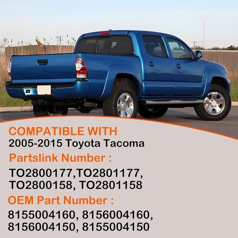 زوج مجموعة مصابيح الذيل لـ 2005-2015 Toyota Tacoma Pickup Truck استبدال مصابيح LED الخلفية للتوقف/الفرامل، مصابيح إشارة الانعطاف من الكروم، غطاء أحمر، عدسة واضحة، جانب الركاب (LH&RH) in Kuwait