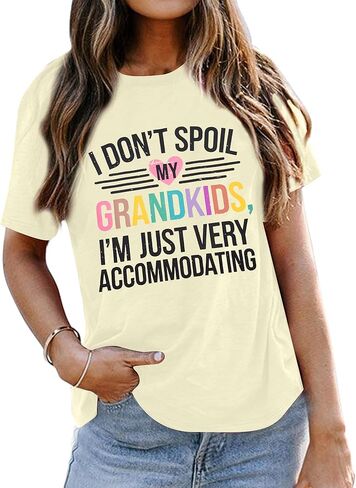 Nana T Shirt Women Funny Letter Print Love Heart Graphic Grandma Gift Tops Tees Casual Short Sleeve Shirts Top in Saudi Arabia