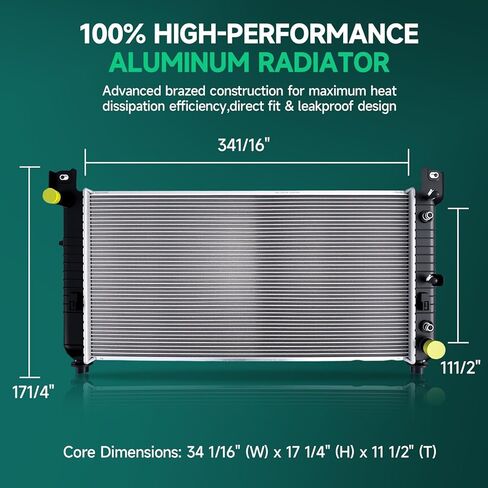 مجموعة مشعاع تبريد المحرك من Aparts متوافقة مع 1992-1995 Buick LeSabre 3.8L V6، 1991-1995 Cadillac DeVille 4.9L V8 استبدال # 52462630 مبرد زيت ناقل الحركة الأوتوماتيكي in Kuwait