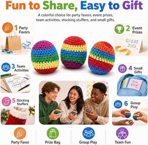 3 Pack Crochet Footbags, Random Colors Knitted Kick Sack Balls, 40g Plastic Pellet Filled Footbag Juggling Balls for Beginners, Teens & Adults, Outdoor Games & Party Favors in Saudi Arabia