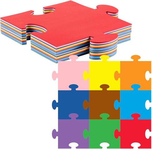 MixTeach 90 قطعة 9.5 بوصة قطع ألغاز فارغة كبيرة متعددة الألوان قطع ألغاز ورقية مقطوعة على الوجهين أشكال ألغاز عملاقة مقطوعة للرسم والكتابة للعرض الفني والأحداث والمشروعات الإبداعية in Kuwait