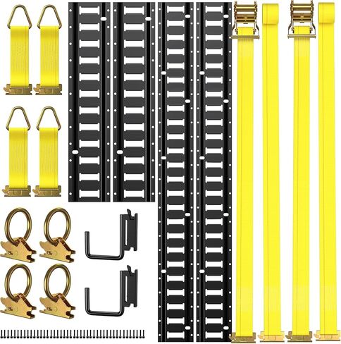 Trekassy E Track Tie-Down Rail with Screws, 8 Pack 4ft Heavy Duty Etrack Rails for Garages, Vans, Trailers Tie Downs, UTV Mountings in Saudi Arabia