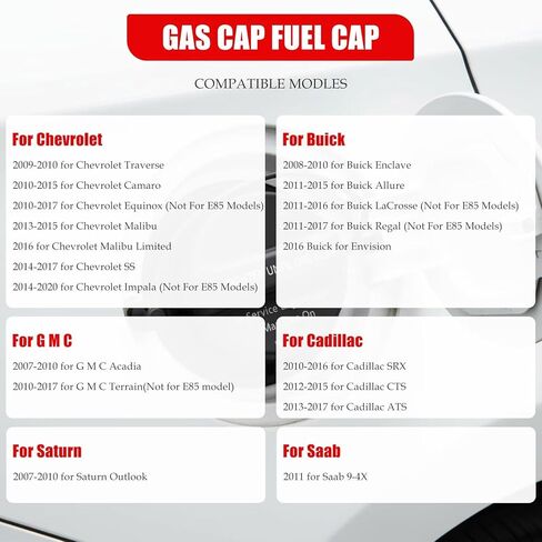 Homesweet New GT329 Gas Cap/Fuel Cap for Chevrolet Traverse Camaro Equinox Malibu SS Impala, for G-MC Acadia Terrain Vehicle in Saudi Arabia