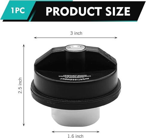 Car Locking Gas Cap, Fuel Tank Cap with 2 Keys, ABS Plastic Sealing Replacement OEM#05278655AB, 5278655AB, Compatible with 2000-2020 Dodge Chrysler Ram Jp JK TJ(Black) in Kuwait