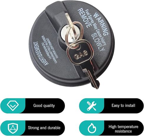 Car Locking Gas Cap, Fuel Tank Cap with 2 Keys, ABS Plastic Sealing Replacement OEM#05278655AB, 5278655AB, Compatible with 2000-2020 Dodge Chrysler Ram Jp JK TJ(Black) in Kuwait