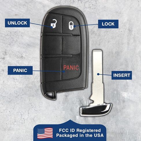 2X Keyless Option Remote Key Fob 3btn High Security Insert for Jeep Compass (68250335AB, M3N-40821302) in Saudi Arabia