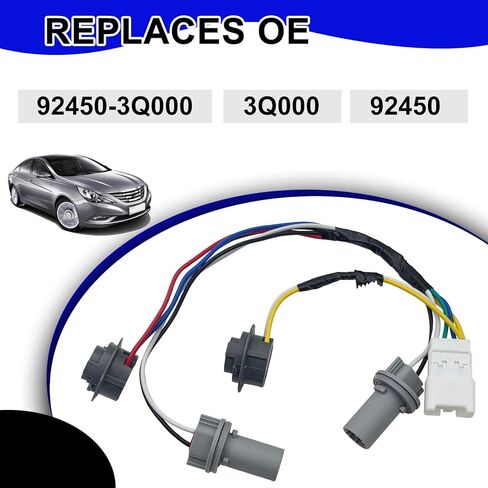 مقبس توصيل أسلاك المصباح الخلفي، متوافق مع Hyundai Sonata 2011 2012 2013 2014 الجزء الخارجي، الخلفي، استبدال OE #92450-3Q000 (قطعة واحدة) in Kuwait