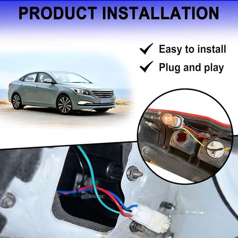مقبس توصيل أسلاك المصباح الخلفي، متوافق مع Hyundai Sonata 2011 2012 2013 2014 الجزء الخارجي، الخلفي، استبدال OE #92450-3Q000 (قطعة واحدة) in Kuwait