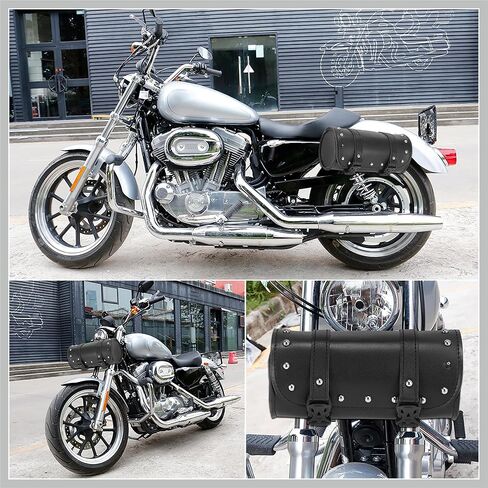 Universal Motorcycle Fork Handlebar Tool Bag Cycling Storage Pouch Bag Waterproof Faux Leather Black Replacement Car Parts in Kuwait