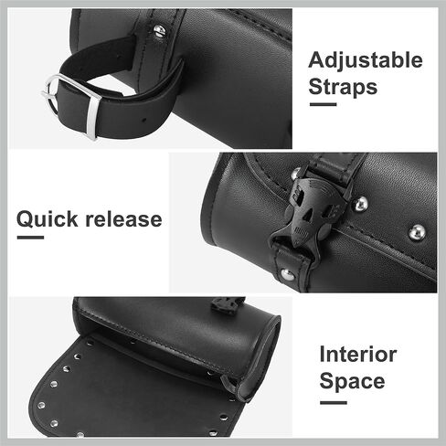 Universal Motorcycle Fork Handlebar Tool Bag Cycling Storage Pouch Bag Waterproof Faux Leather Black Replacement Car Parts in Kuwait