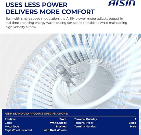 AISIN AFTERMARKET BLMBLM-00111 محرك منفاخ HVAC مع مجموعة عجلات مزدوجة - متوافق مع BMW 3 Series 318i، 320i، 323i، 325i، 328i، 318is، 323is، 325is، 328is، M3 in Kuwait