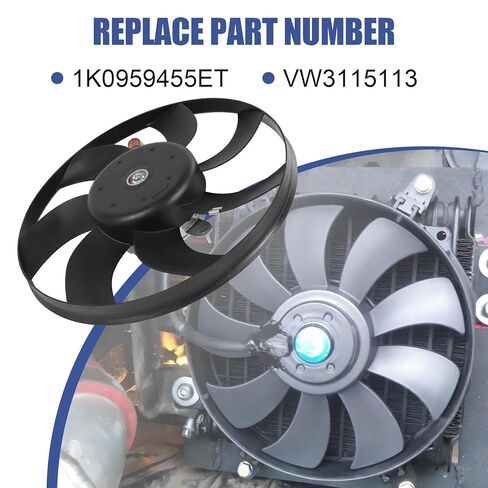 مجموعة مروحة تبريد الرادياتير متوافقة مع مروحة تبريد مكثف Volkswagen Passat Beetle CC GTI Jetta TT A3 A/C استبدال 1K0959455ET VW3115113 الجانب الأيمن in Saudi Arabia