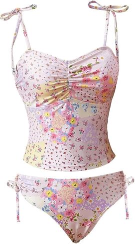 Verdusa Women's 2 Piece Boho Floral Bikini Sets Tie Shoulder Cute Swimsuits Vacation Outfits in Kuwait