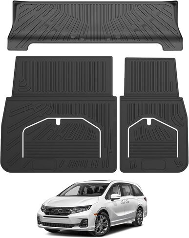 بطانة Mixsuper Cargo لسيارة Nissan Rogue 2021-2024، حصيرة شحن لملحقات Rogue لجميع الأحوال الجوية سجادة صندوق السيارة الخلفي وحصيرة مسند الظهر باللون الأسود in Kuwait