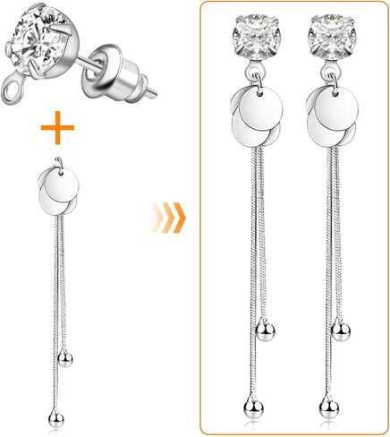 50pcs Rhinestone Stud Earrings Crystal Earring Posts with Loop Hole and 50pcs Bullet Earring Backs Jewelry Findings for Birthday Party Gifts Crafts Decor in Kuwait