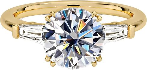 Moissanite Engagement Rings for Women, 3 Stone Round Cut D Color VVS1 18K White Gold Plated S925, Cut Lab Created Diamond Wedding Promise Ring in Saudi Arabia