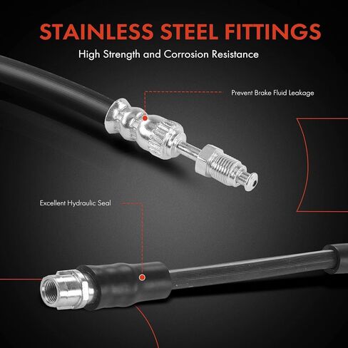 A-Premium Front Brake Hydraulic Hoses Compatible with Select BMW Models - 528i, 528i xDrive, 530e, 530i, 535d, 535i, 640i, 640i Gran Coupe, 650i, 740i, 750i, 760Li, ActiveHybrid 5, 840i(Pack of 2) in Kuwait