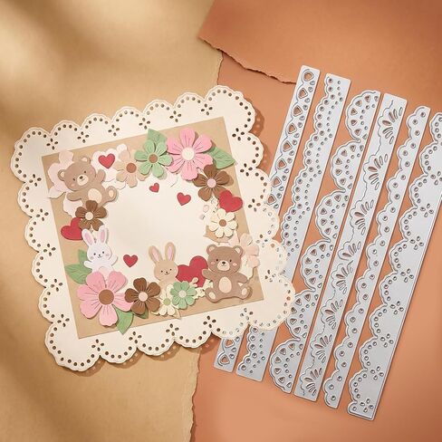 7Pcs Flower Lace Border Cutting Dies, Metal Embossing Stencils for Card Making, Scrapbooking, DIY Paper Craft Album Decor in Saudi Arabia