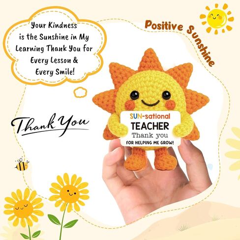 Mini Teacher Appreciation Gifts for Women Graduation Gift Back to School Thank You Teacher Gifts Handmade Crochet Sunshine Flower Birthday Retirement End of Year Grad Gift for Teachers in Saudi Arabia