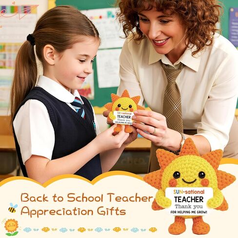 Mini Teacher Appreciation Gifts for Women Graduation Gift Back to School Thank You Teacher Gifts Handmade Crochet Sunshine Flower Birthday Retirement End of Year Grad Gift for Teachers in Saudi Arabia