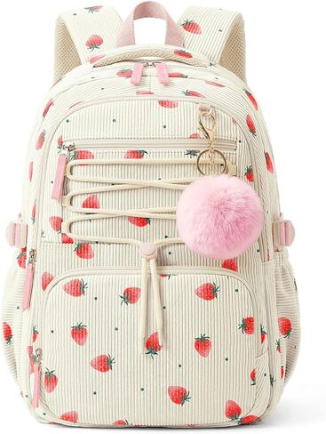 WOBAGMEN Corduroy Backpack for Kids Girls,Cute Aesthetic School Backpack with Multi-Pocket,Lightweight Bookbag Fits 15.6" Laptop,Large Capacity Casual Daypacks for Middle High School College,Blue Bow in Saudi Arabia