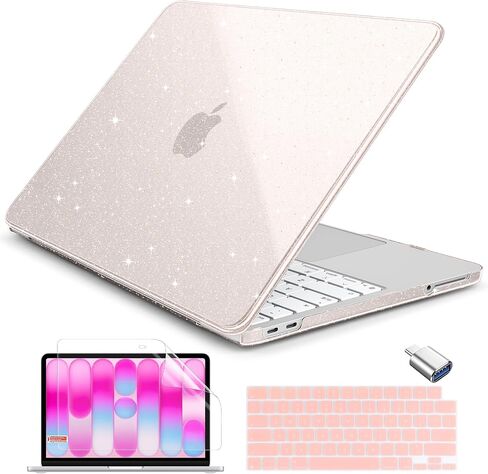 حزمة Batianda 4 في 1 لجهاز MacBook Neo الجديد مقاس 13 بوصة، إصدار 2026 موديل A3404، غطاء حماية صلب غير لامع مع غلاف لوحة مفاتيح مطابق، واقي شاشة، لون رسمي مطابق، أحمر الخدود in Kuwait