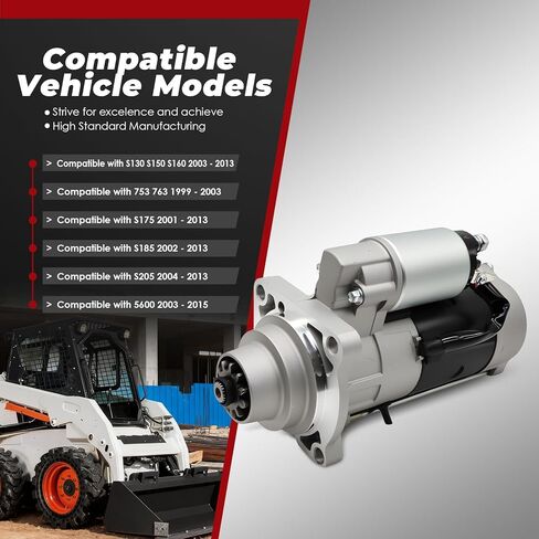 Nakkaa 6685190 12V Skid Steer Starter, Compatible with Loader S175 S185 S220 S250 T300 T110 T140 T180 T190 T250 A300 A770, Compatible with V2003 V3300 Engine, Replace TM000A28901 91-31-9008N 410-40014 in Kuwait