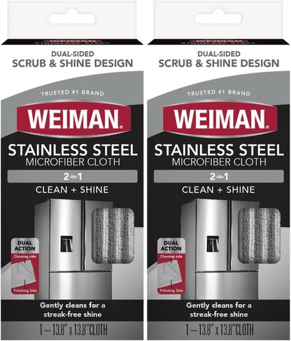 Weiman Microfiber Cloth for Stainless Steel - Safely Traps and Removes Dirt, Oil and Grime to Protect From Scratches 1.40" x 3.56" in Saudi Arabia