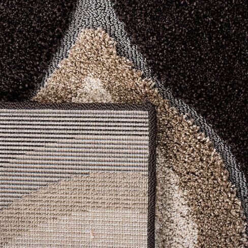 SAFAVIEH Florida Shag Collection Runner Rug - 2'3" x 9', Ivory & Beige, Modern Ogee Design, Non-Shedding & Easy Care, 1.2-inch Thick Ideal for High Traffic Areas in Living Room, Bedroom (SG461-1213) in Saudi Arabia
