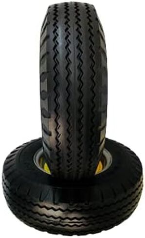 2 New HORSESHOE 4.10/3.50-6 Solid Flat Free Hand Truck All Purpose Utility 13" Universal Sawtooth Wheels w/Grease Fitting, Center Hub Length 3"-5", Installed 3/4" Ball Bearing with Extra 5/8" Bearing in Saudi Arabia