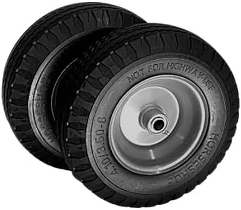 2 New HORSESHOE 4.10/3.50-6 Solid Flat Free Hand Truck All Purpose Utility 13" Universal Sawtooth Wheels w/Grease Fitting, Center Hub Length 3"-5", Installed 3/4" Ball Bearing with Extra 5/8" Bearing in Saudi Arabia