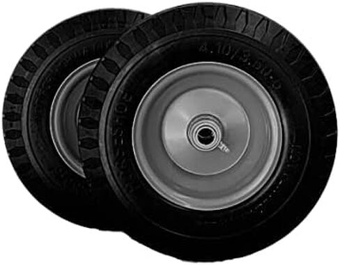 2 New HORSESHOE 4.10/3.50-6 Solid Flat Free Hand Truck All Purpose Utility 13" Universal Sawtooth Wheels w/Grease Fitting, Center Hub Length 3"-5", Installed 3/4" Ball Bearing with Extra 5/8" Bearing in Saudi Arabia