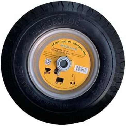 2 New HORSESHOE 4.10/3.50-6 Solid Flat Free Hand Truck All Purpose Utility 13" Universal Sawtooth Wheels w/Grease Fitting, Center Hub Length 3"-5", Installed 3/4" Ball Bearing with Extra 5/8" Bearing in Saudi Arabia