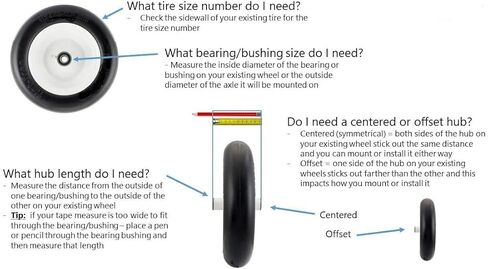 2 New HORSESHOE 4.10/3.50-6 Solid Flat Free Hand Truck All Purpose Utility 13" Universal Sawtooth Wheels w/Grease Fitting, Center Hub Length 3"-5", Installed 3/4" Ball Bearing with Extra 5/8" Bearing in Saudi Arabia