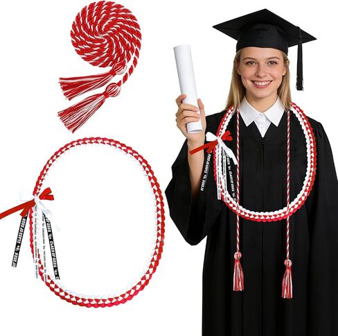 2 PCS Graduation Leis 2026 Graduation Cords Set Blue Gold Graduations Necklace and Honor Cord, Class of 2026 Grad Gifts for Women Men, Braided Ribbon Lei Grad Accessories Party Supplies in Saudi Arabia