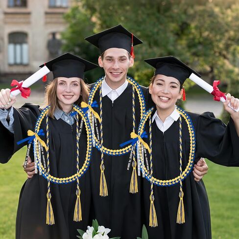 2 PCS Graduation Leis 2026 Graduation Cords Set Blue Gold Graduations Necklace and Honor Cord, Class of 2026 Grad Gifts for Women Men, Braided Ribbon Lei Grad Accessories Party Supplies in Saudi Arabia
