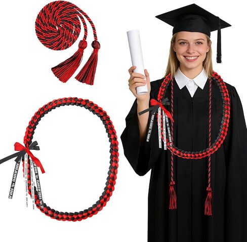 2 PCS Graduation Leis 2026 Graduation Cords Set Blue Gold Graduations Necklace and Honor Cord, Class of 2026 Grad Gifts for Women Men, Braided Ribbon Lei Grad Accessories Party Supplies in Saudi Arabia