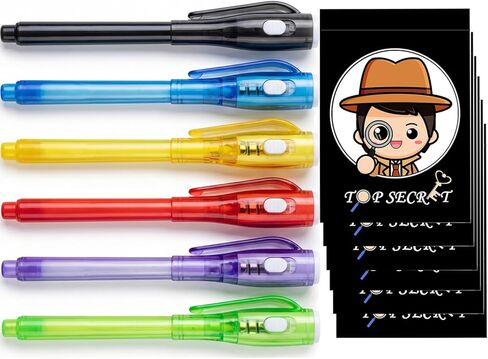 SCStyle 12 Pcs Party Favors | 6 Mini Notepads and 6 Invisible Ink Pen with UV Light Spy Pen Birthday Party, Classroom Prizes, party supplies in Saudi Arabia