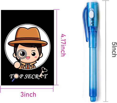 SCStyle 12 Pcs Party Favors | 6 Mini Notepads and 6 Invisible Ink Pen with UV Light Spy Pen Birthday Party, Classroom Prizes, party supplies in Saudi Arabia