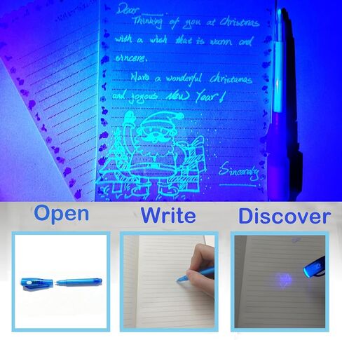SCStyle 12 Pcs Party Favors | 6 Mini Notepads and 6 Invisible Ink Pen with UV Light Spy Pen Birthday Party, Classroom Prizes, party supplies in Saudi Arabia